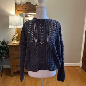 NWT Kendall & Kylie Blue Open-Knit Sweater Size Small
